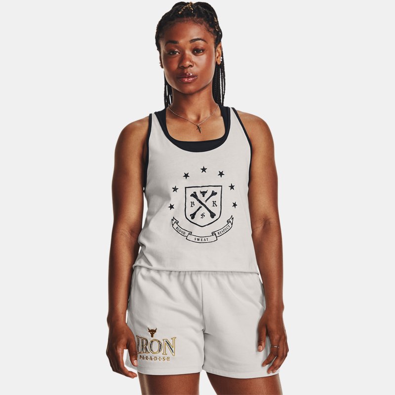 Under Armour Women's Project Rock Arena Tank White Clay / Black XS